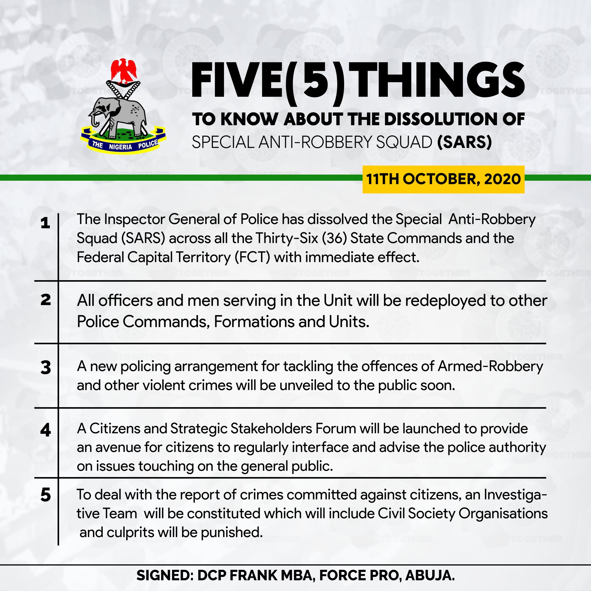 endsars police announcement