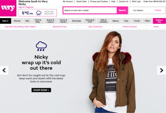 Very website homepage with lady wearing a brown leader jacket