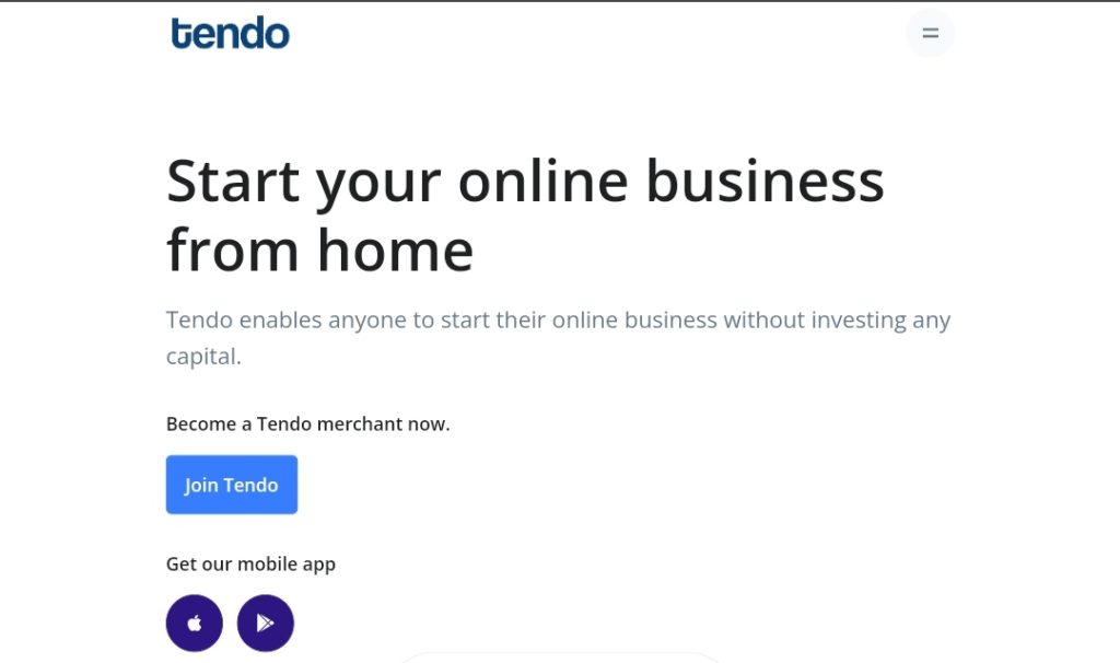 Tendo (Ghanaian startup) homepage screenshot